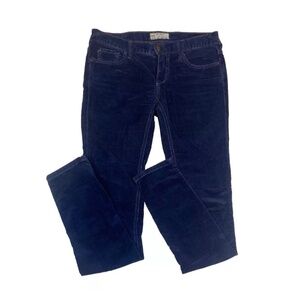 Free People Women Navy Blue Corduroy Skinny Jean Pants Size 26 Low Rise Pockets